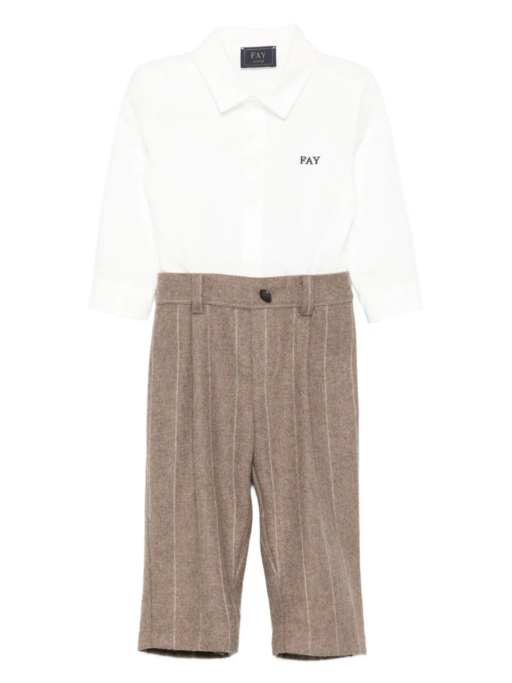 Fay Kids pinstripe trousers shirt babygrow | Neutrals | Image 1