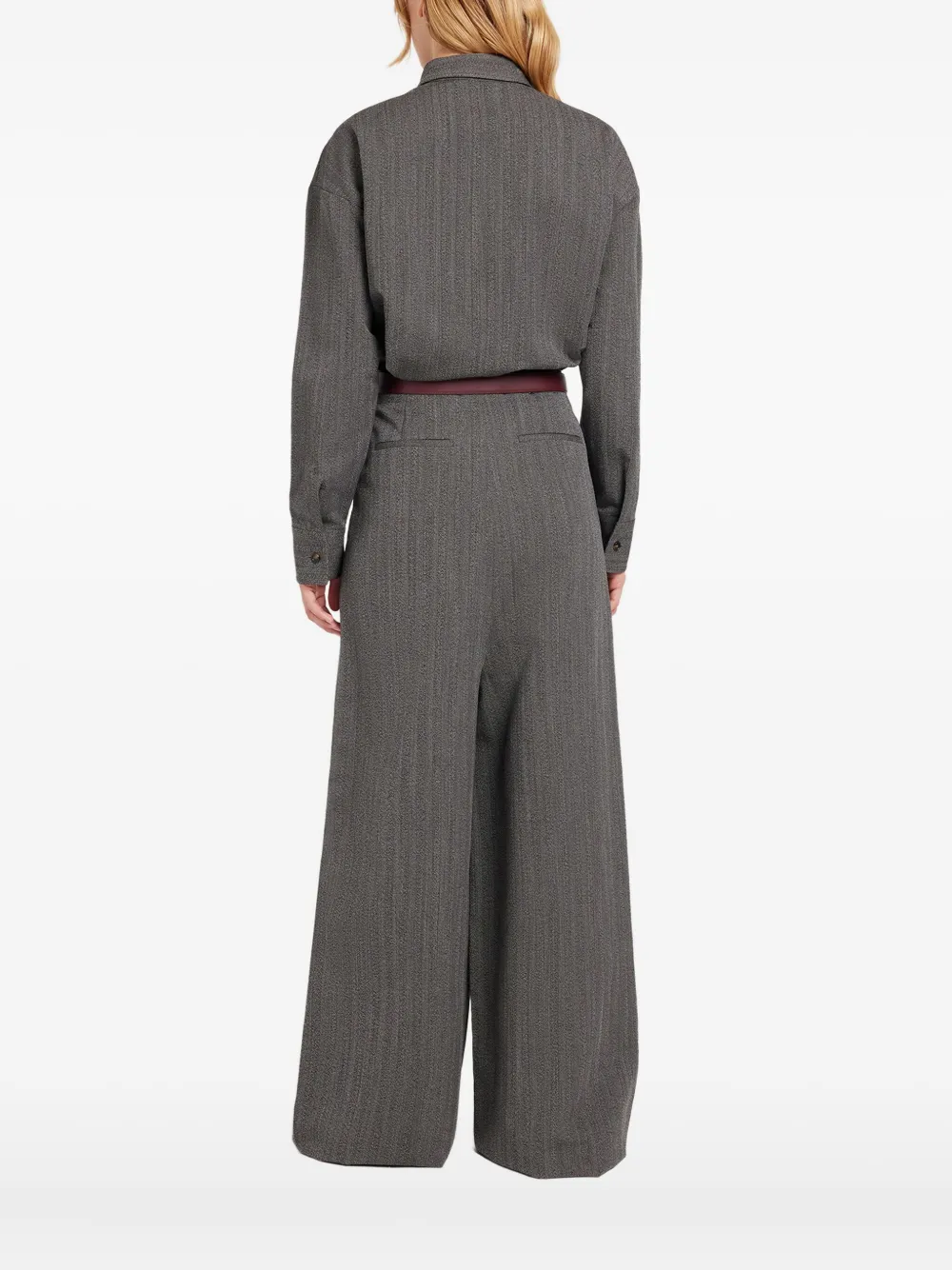 Ports 1961 Geplooide broek met visgraatpatroon Grijs