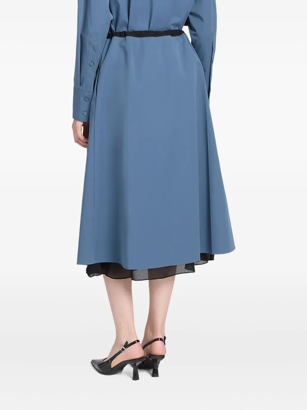 Ports 1961 Katoenen midi-rok met gestrikte taille Blauw