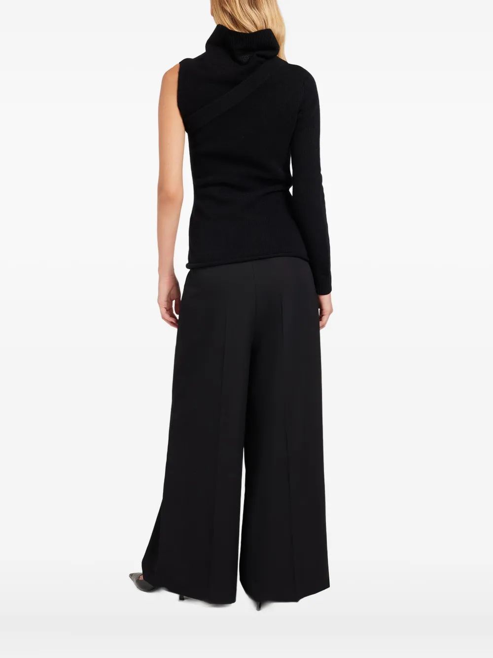 Ports 1961 Asymmetrische gebreide coltrui Zwart