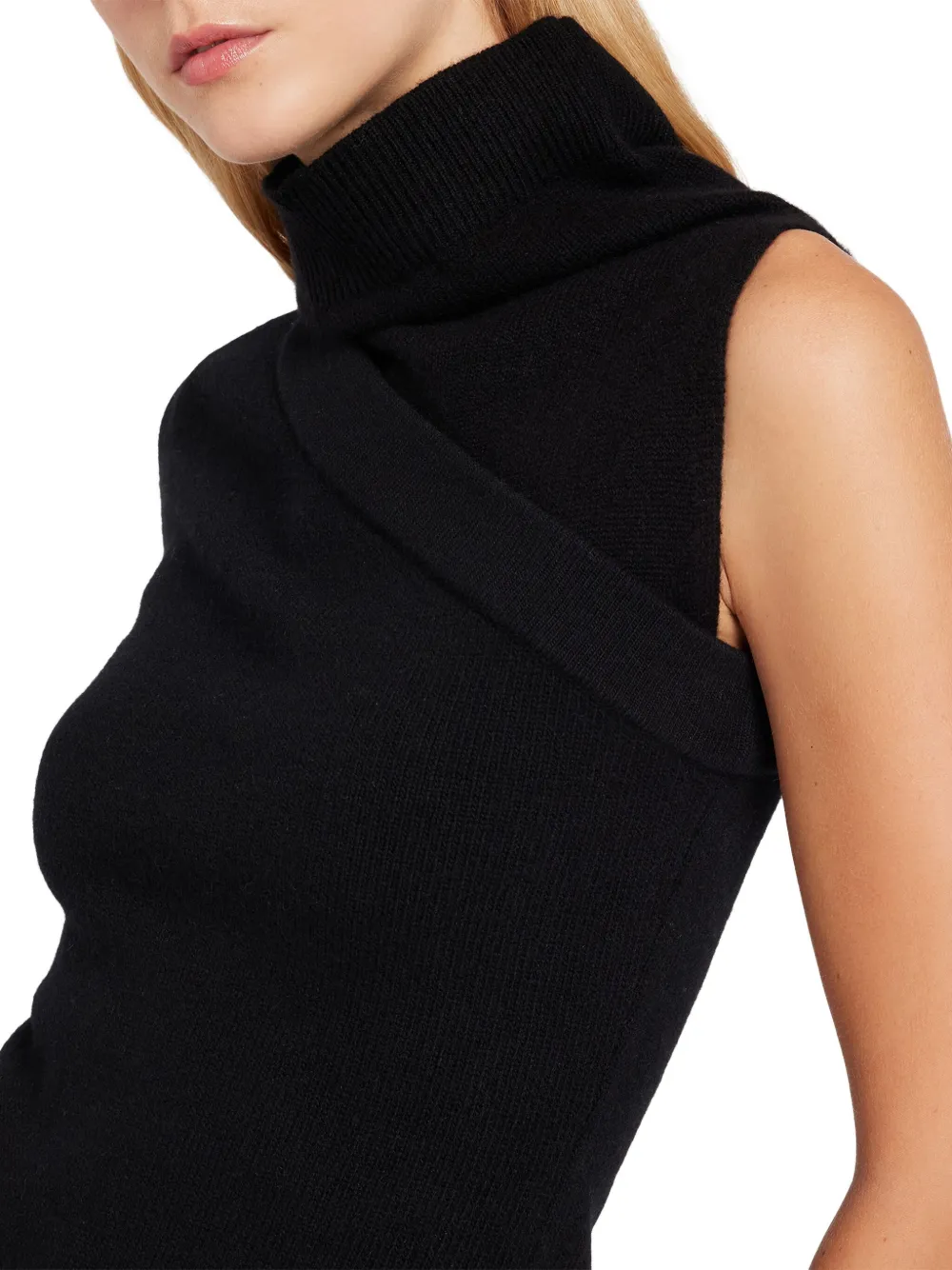 Ports 1961 Asymmetrische gebreide coltrui Zwart