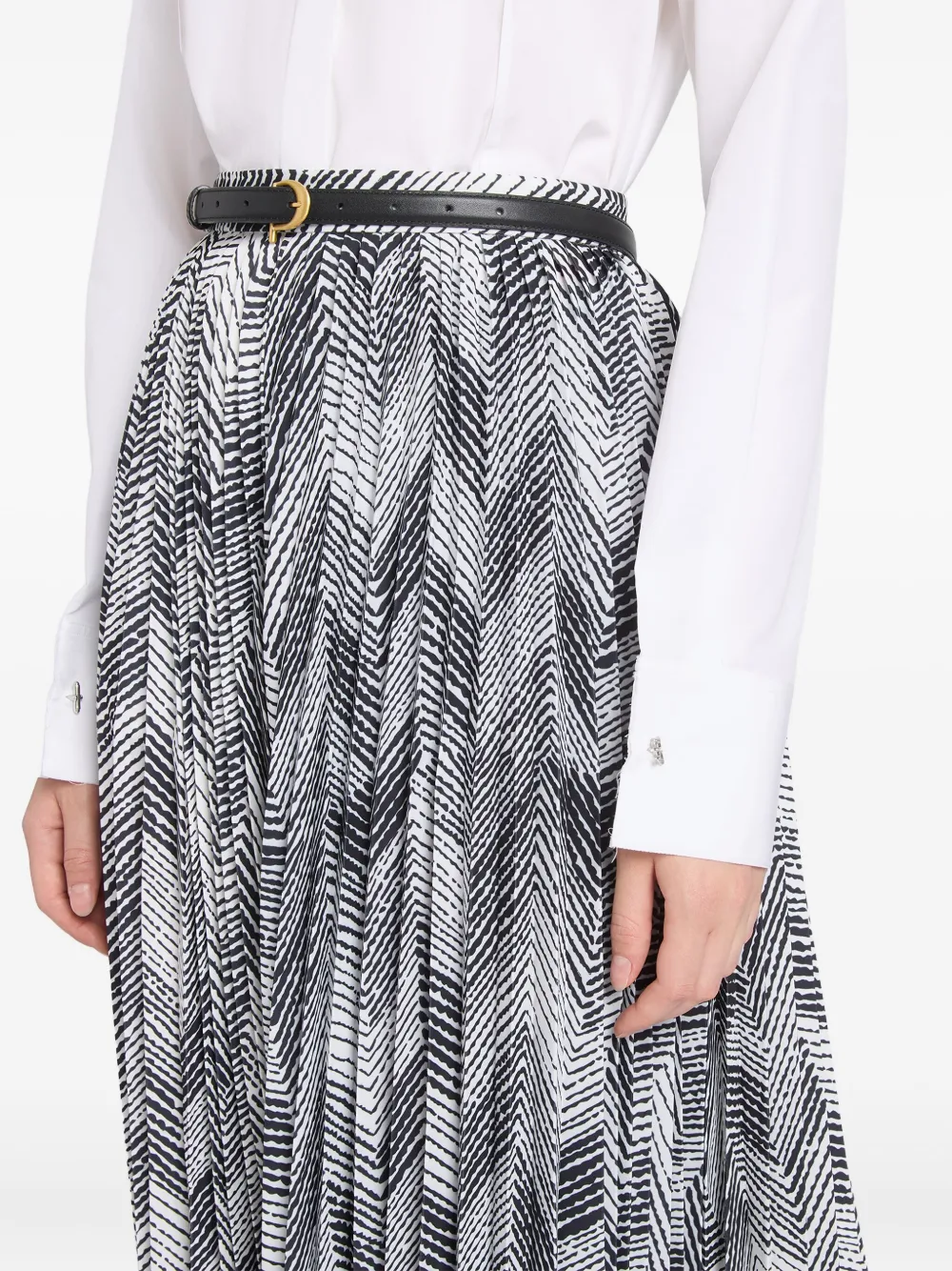Ports 1961 Chevron Pleated Midi Skirt In Black