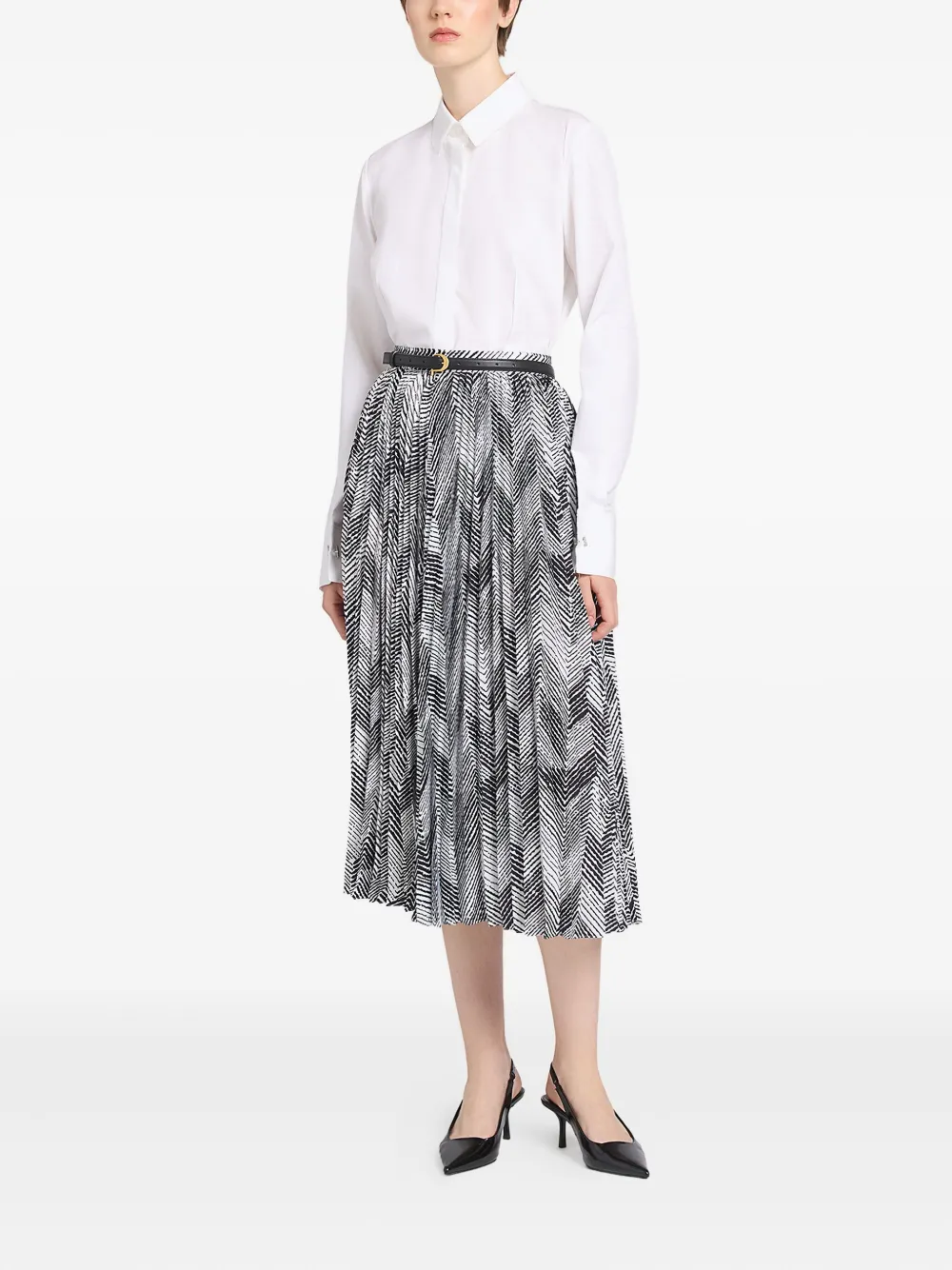 Ports 1961 Midi-rok met chevron-streep - Zwart