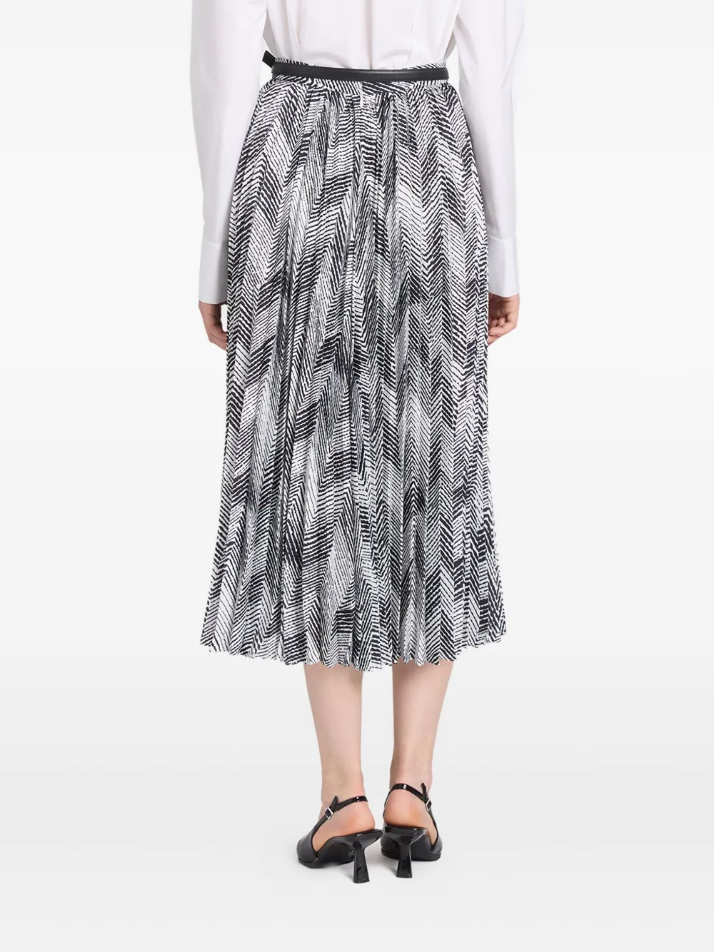 Ports 1961 Chevron Pleated Midi Skirt In Black