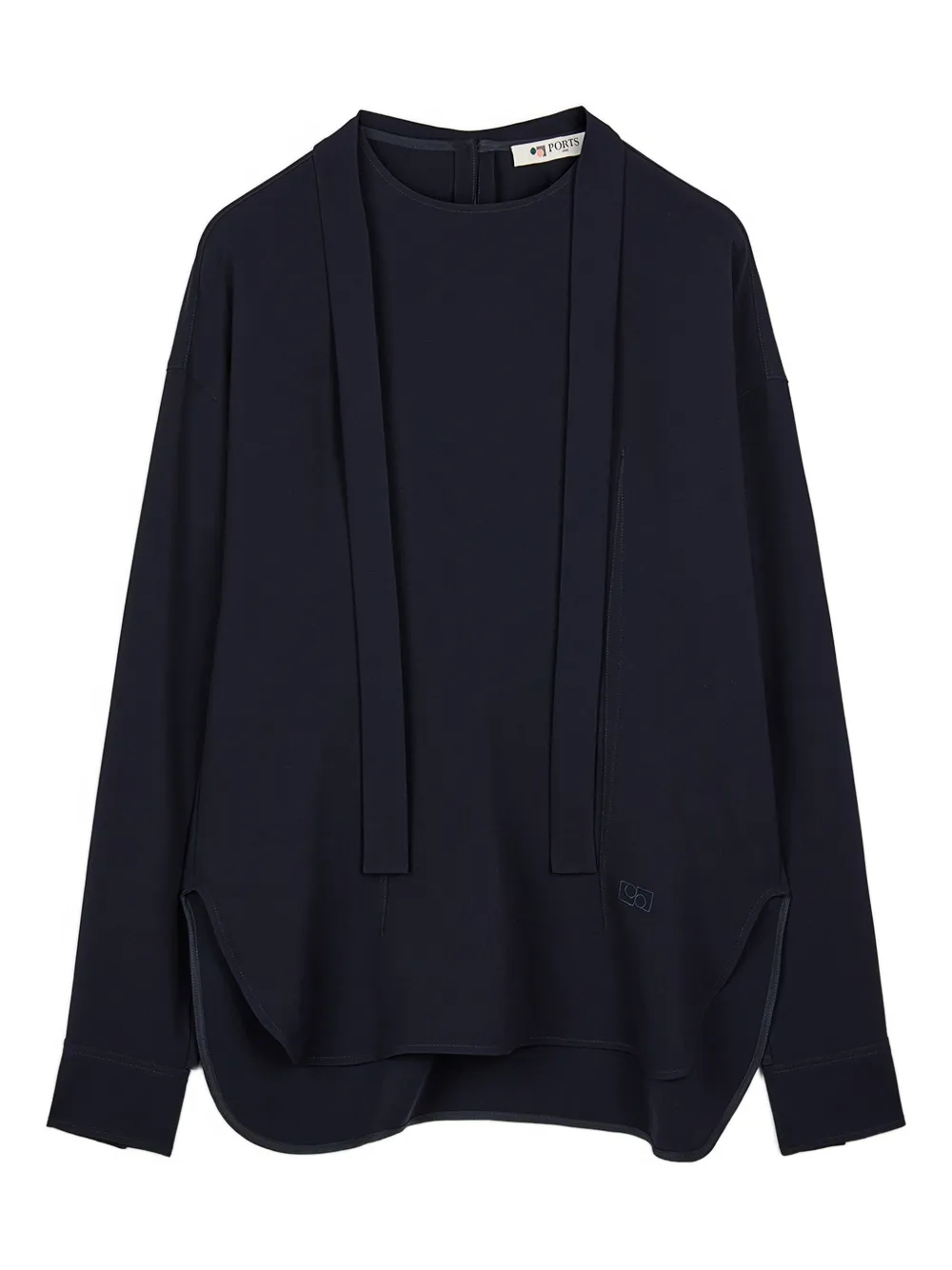 Ports 1961 tie-neck curved-hem blouse | Blue | Image 1