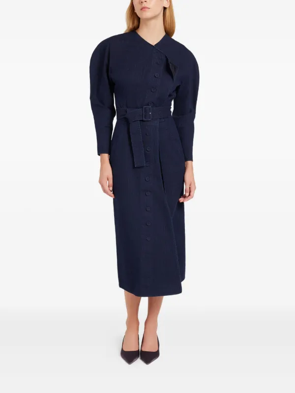 Ports 1961 Pinstripe Belted Midi Dress - Blue