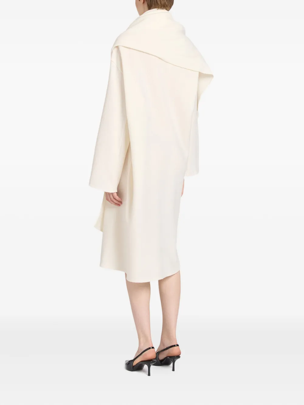 Ports 1961 Draped Cowl-neck Coat In White