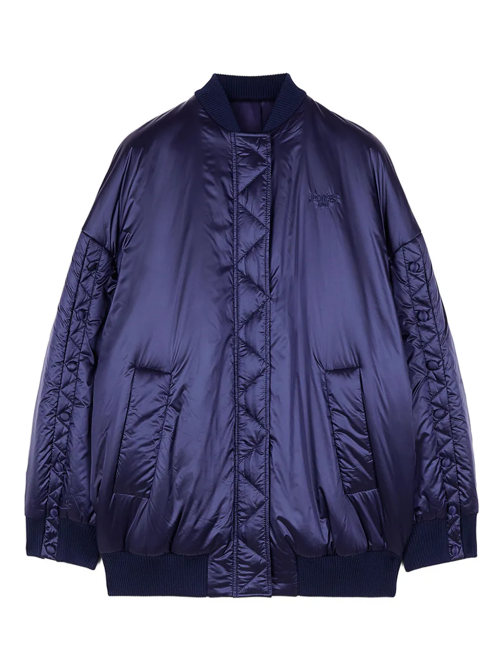 Ports 1961 quilted snap-fastening bomber jacket | Blue | Image 1
