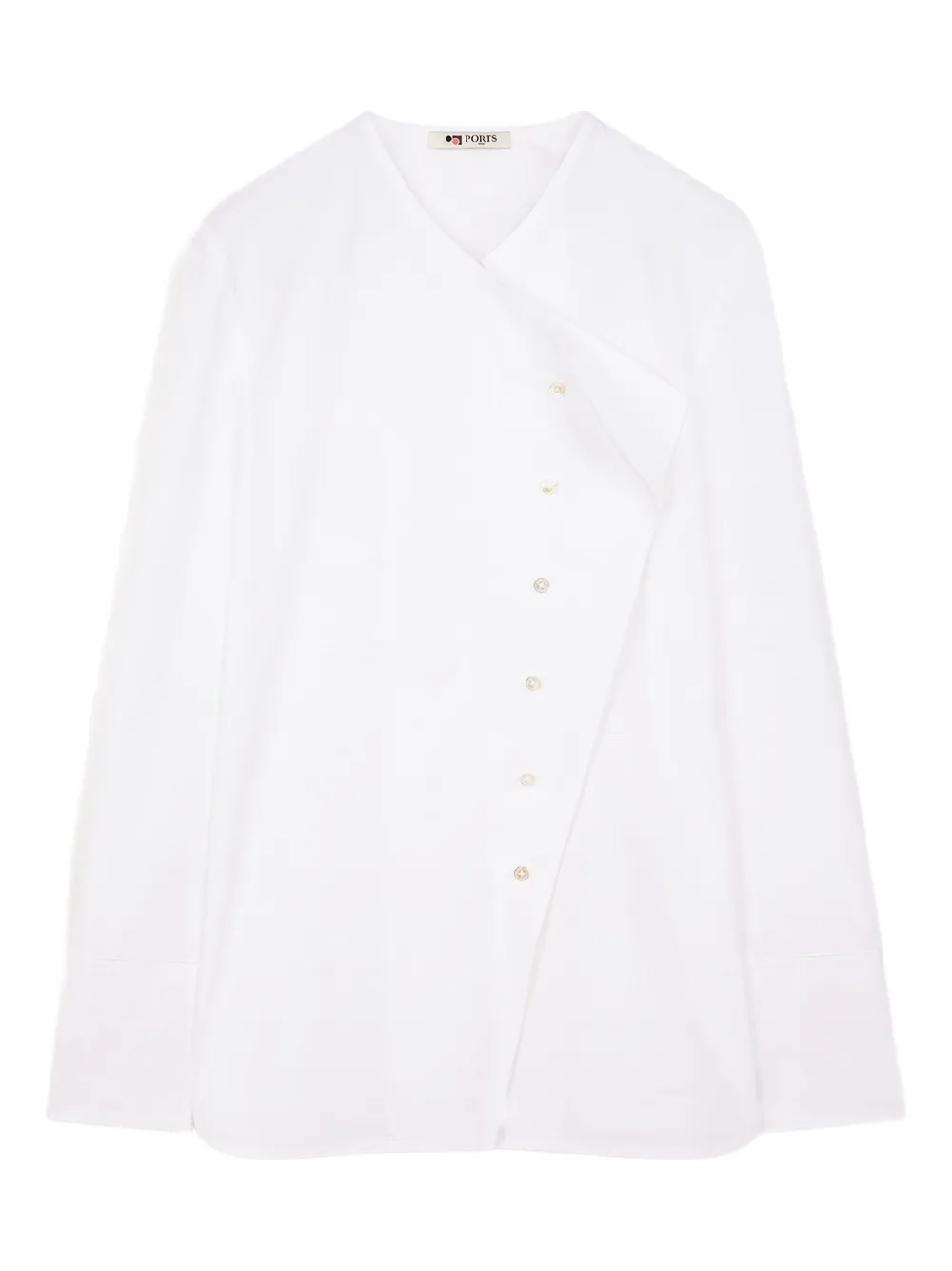 Ports 1961 asymmetric button cotton shirt | White | Image 1
