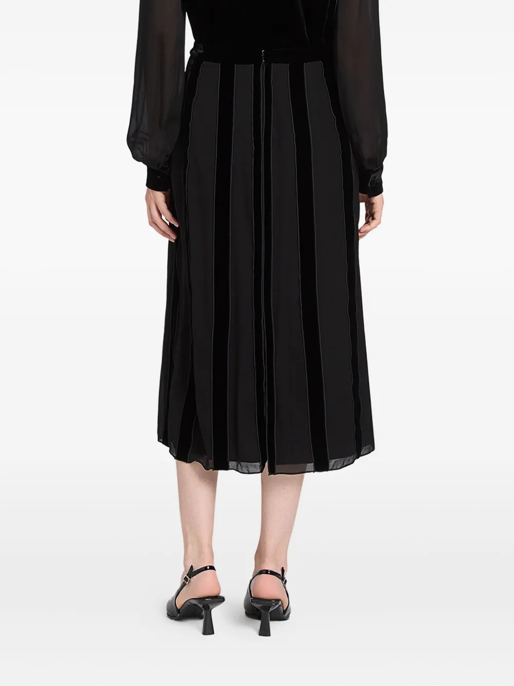 Ports 1961 Midi-rok met fluwelen vlak Zwart