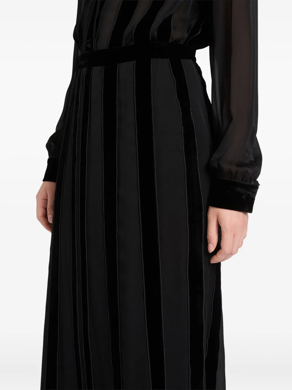 Ports 1961 Midi-rok met fluwelen vlak Zwart