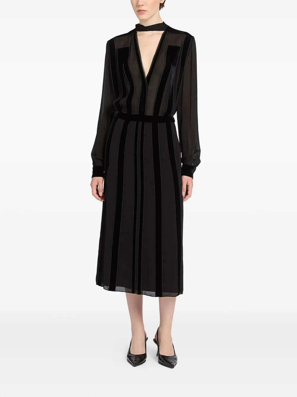 Ports 1961 Midi-rok met fluwelen vlak Zwart