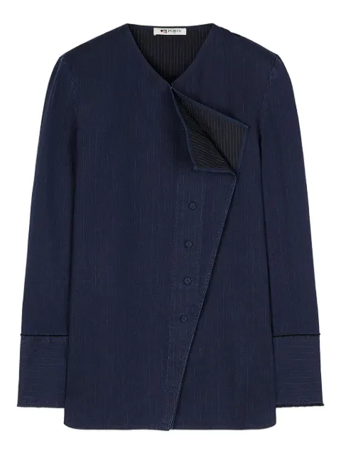 Ports 1961 pinstripe asymmetrical shirt