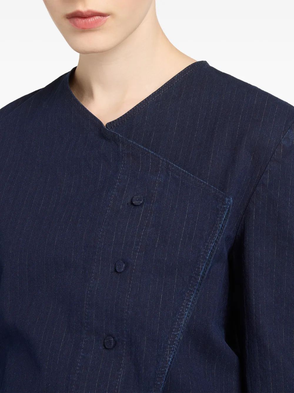 Ports 1961 Pinstripe Asymmetrical Shirt In Blue