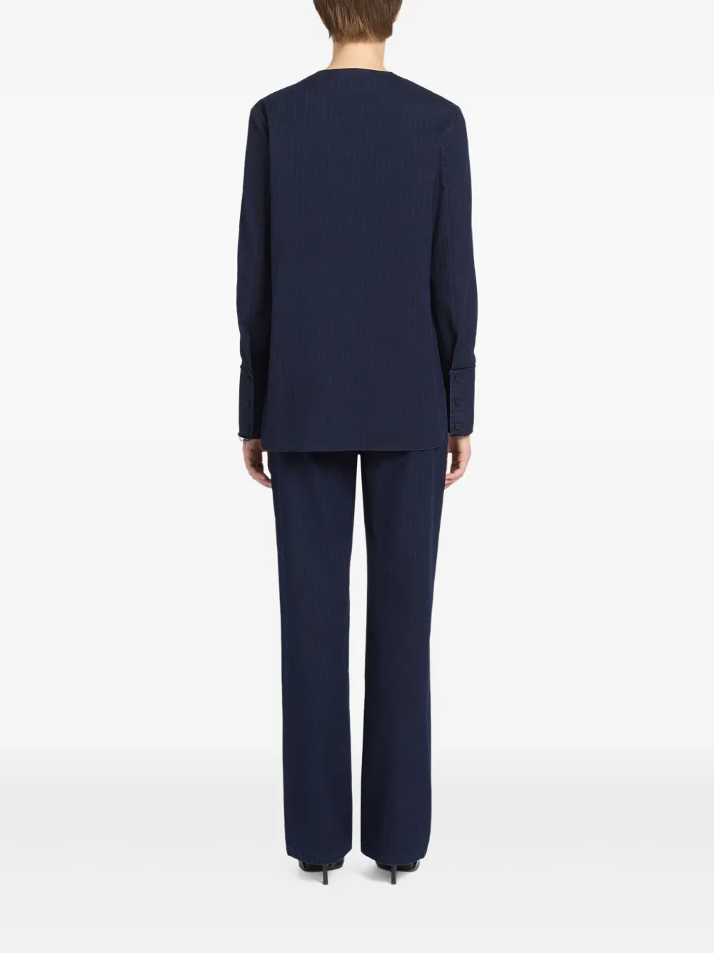 Ports 1961 Pinstripe Asymmetrical Shirt In Blue