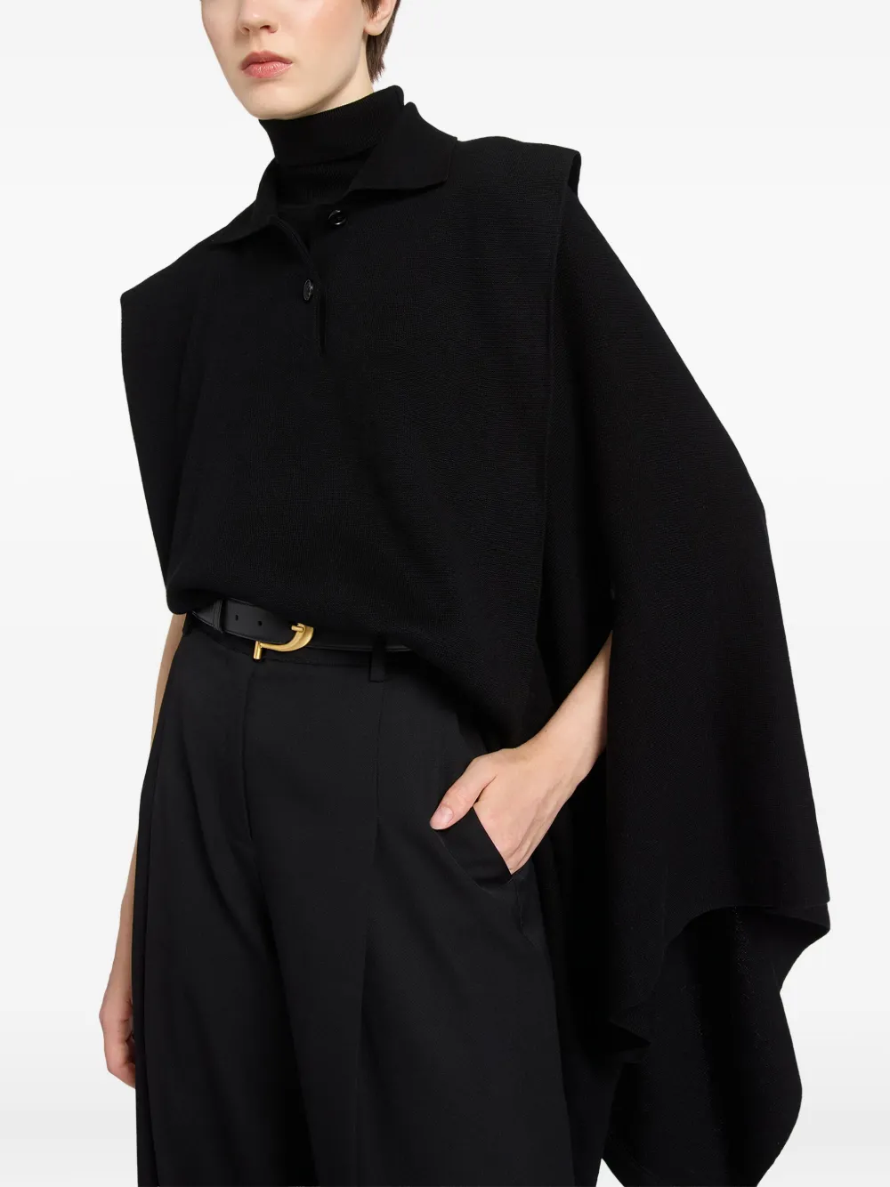 Ports 1961 Trui met polokraag en cape Zwart