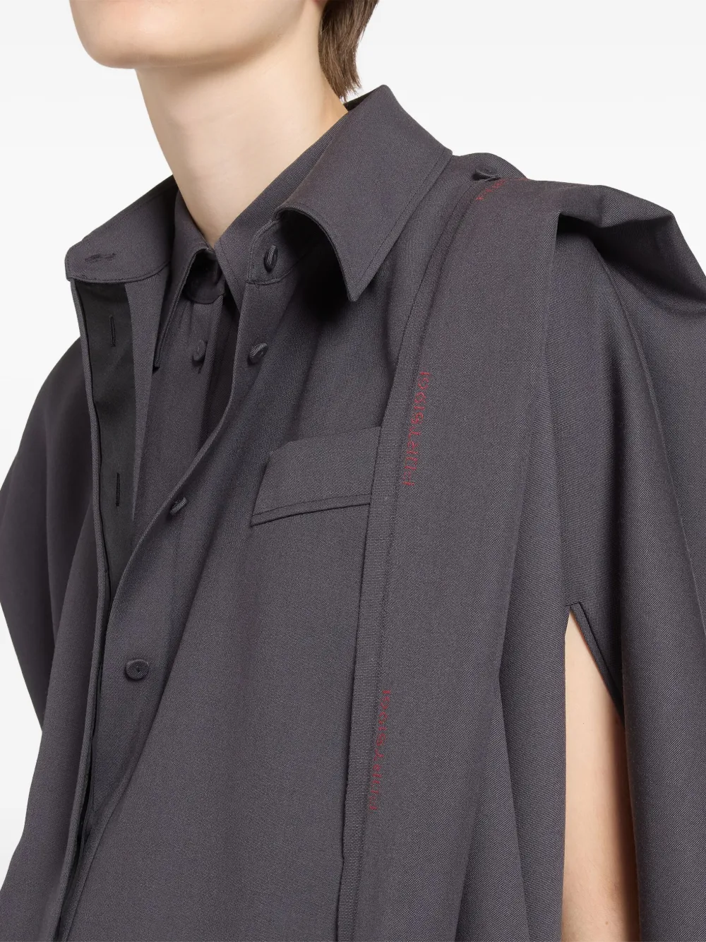 Ports 1961 Wollen blouse met gedrapeerde schouders Grijs