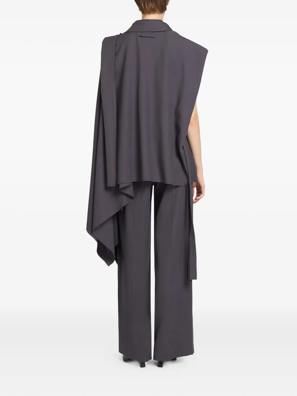 Ports 1961 Wollen blouse met gedrapeerde schouders Grijs