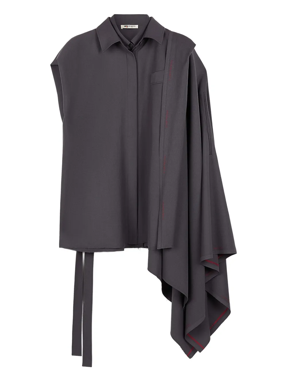 Ports 1961 draped-shoulder wool shirt | Grey | Image 1