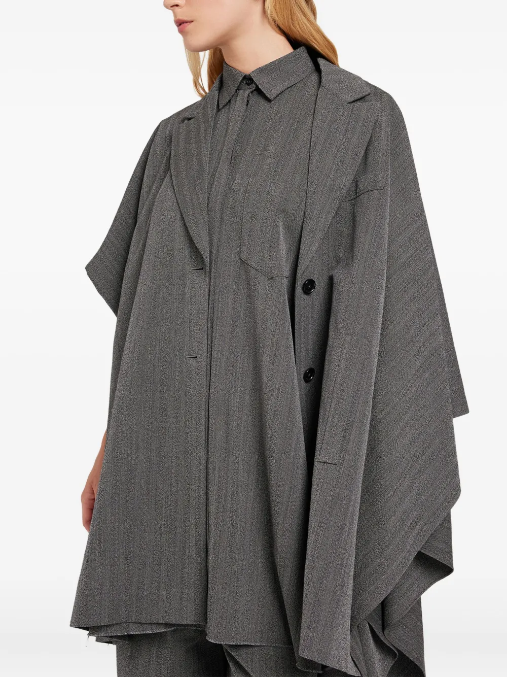 Ports 1961 Daring jas met cape en krijtstreep Grijs