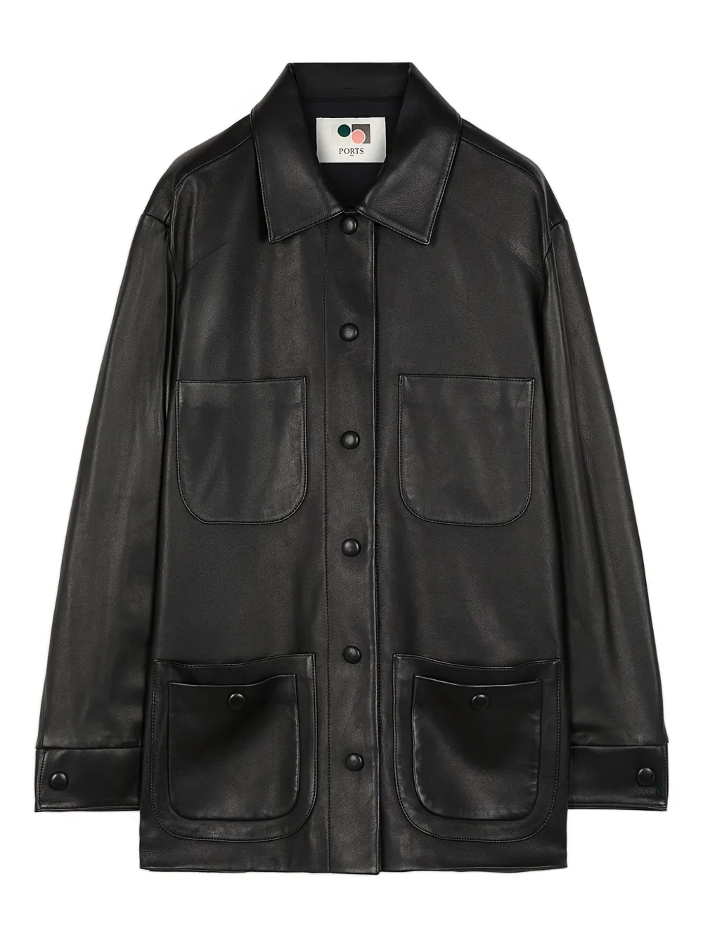 Ports 1961 button-fastening leather jacket | Black | Image 1