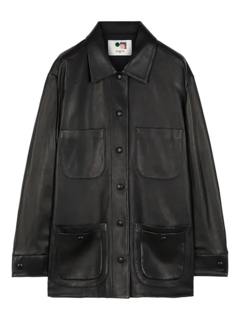 Ports 1961 button-fastening leather jacket