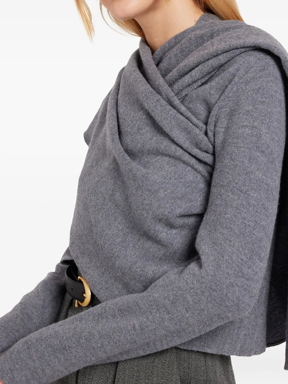 Ports 1961 Gedrapeerde wollen trui Grijs