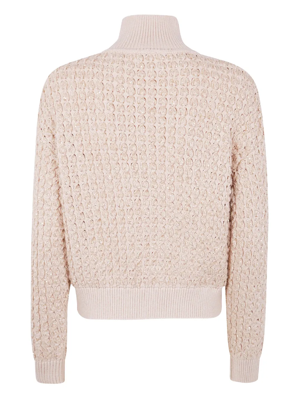 Elisabetta Franchi High-neck Bouclé-knit Sweater In Neutral