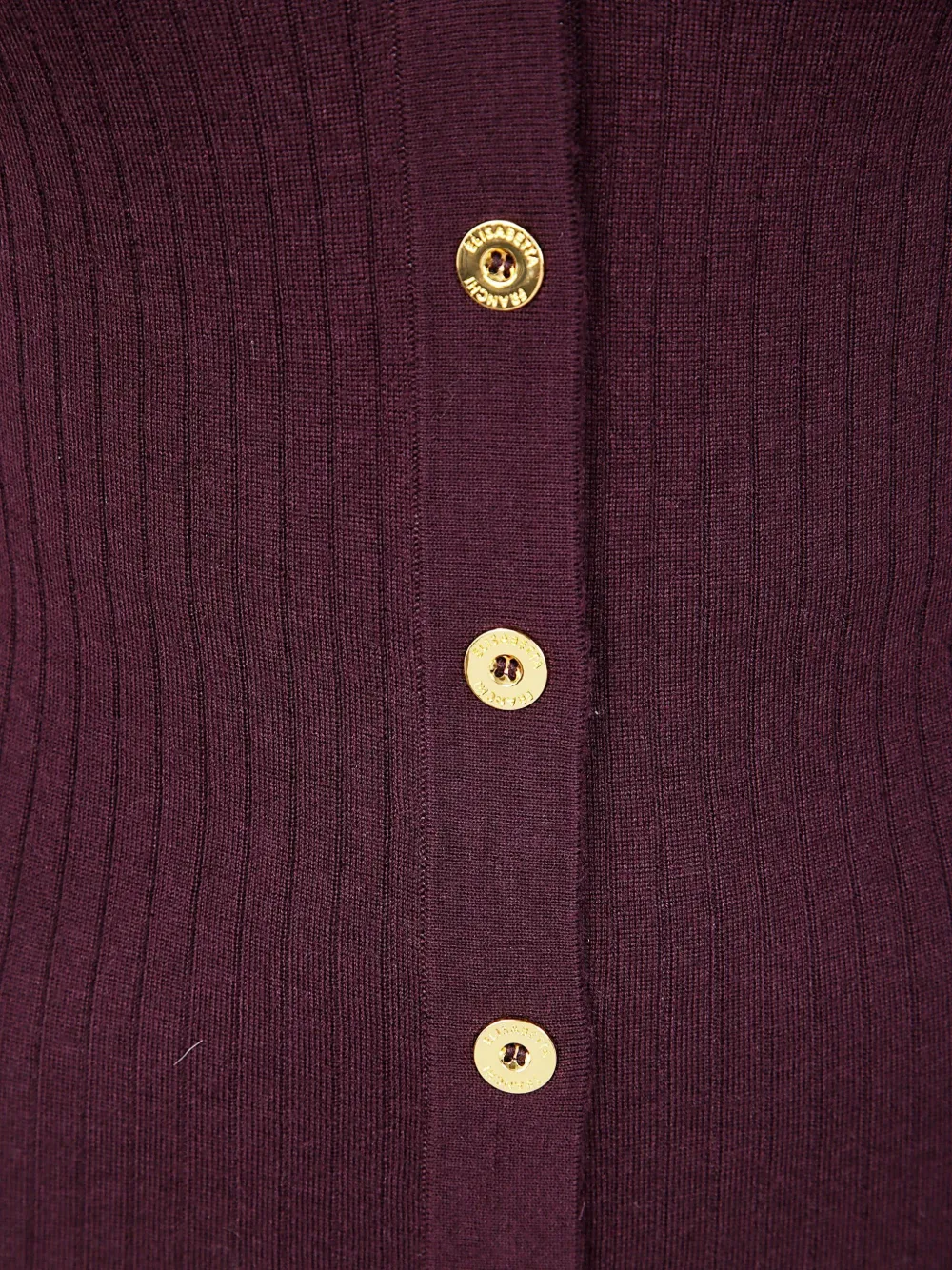 Elisabetta Franchi Cashmere Blend Ribbed Cardigan In Purple