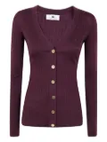 Elisabetta Franchi ribbed gold-button cardigan - Red