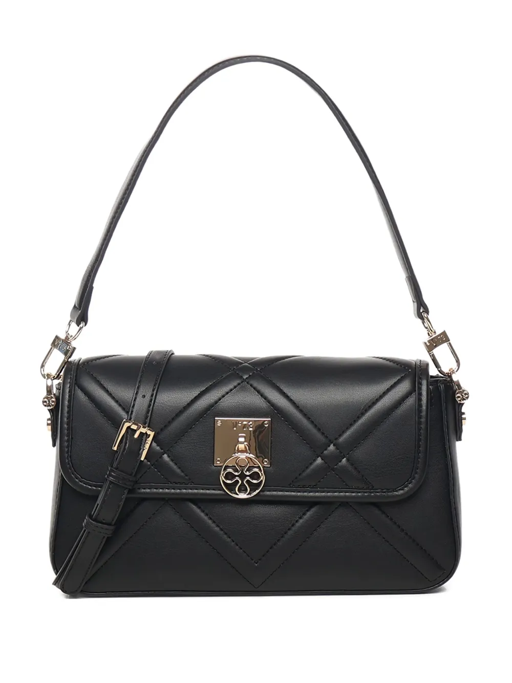 V73 Quilted-effect Shoulder Bag In Black