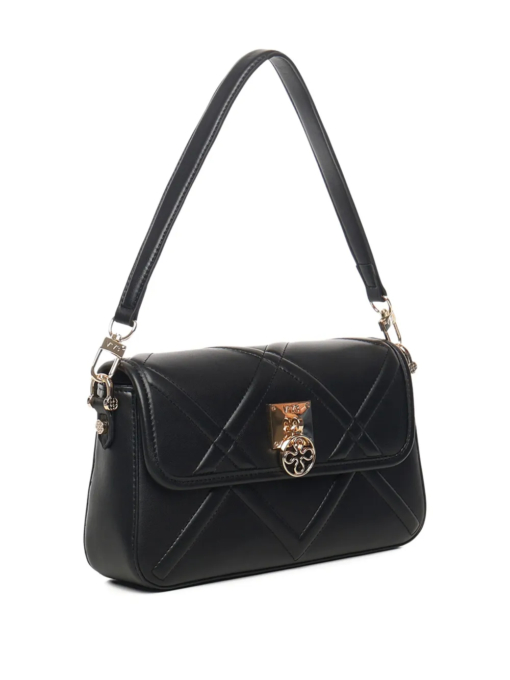 V73 Quilted-effect Shoulder Bag In Black