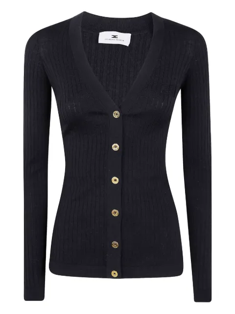 Elisabetta Franchi ribbed gold-button cardigan