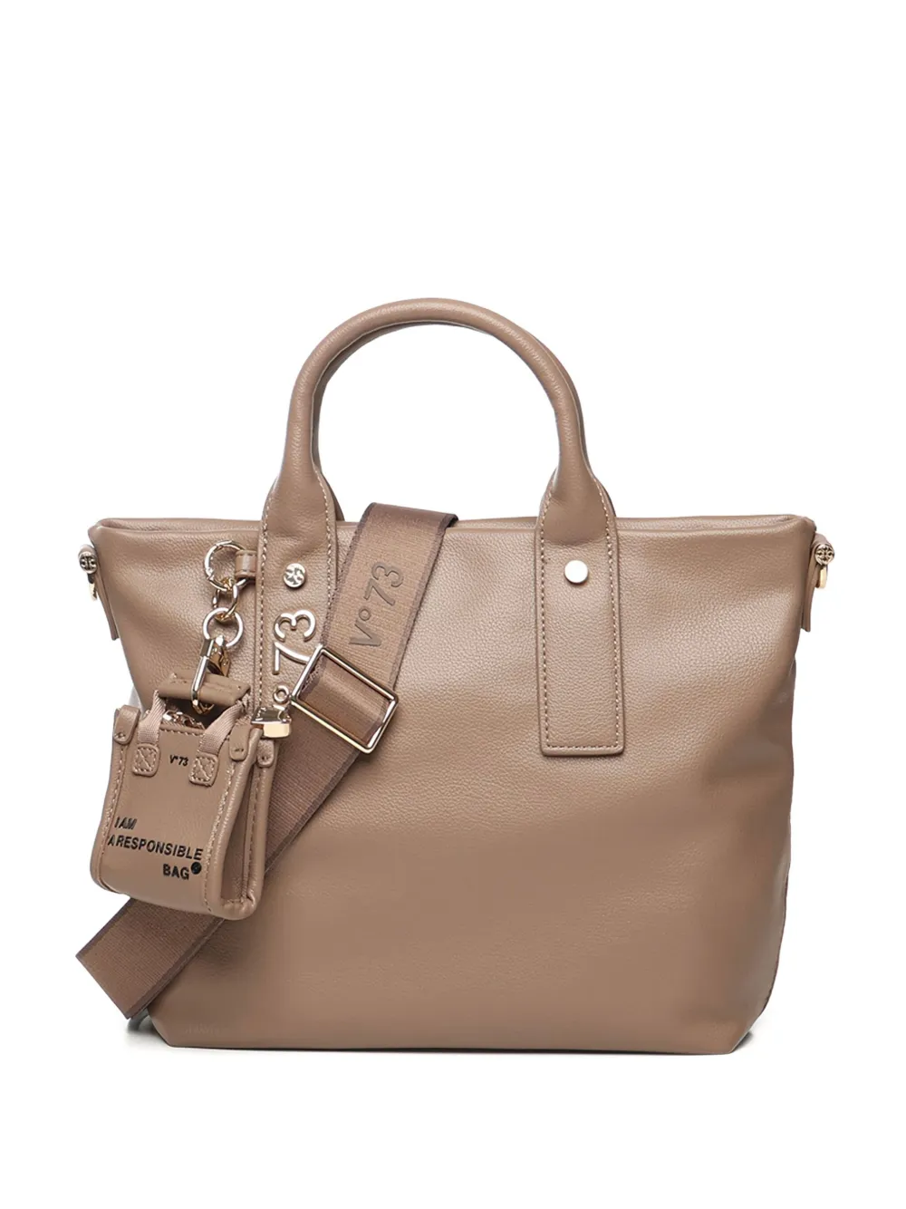 V73 Matilda Logo-charm Tote Bag In Brown