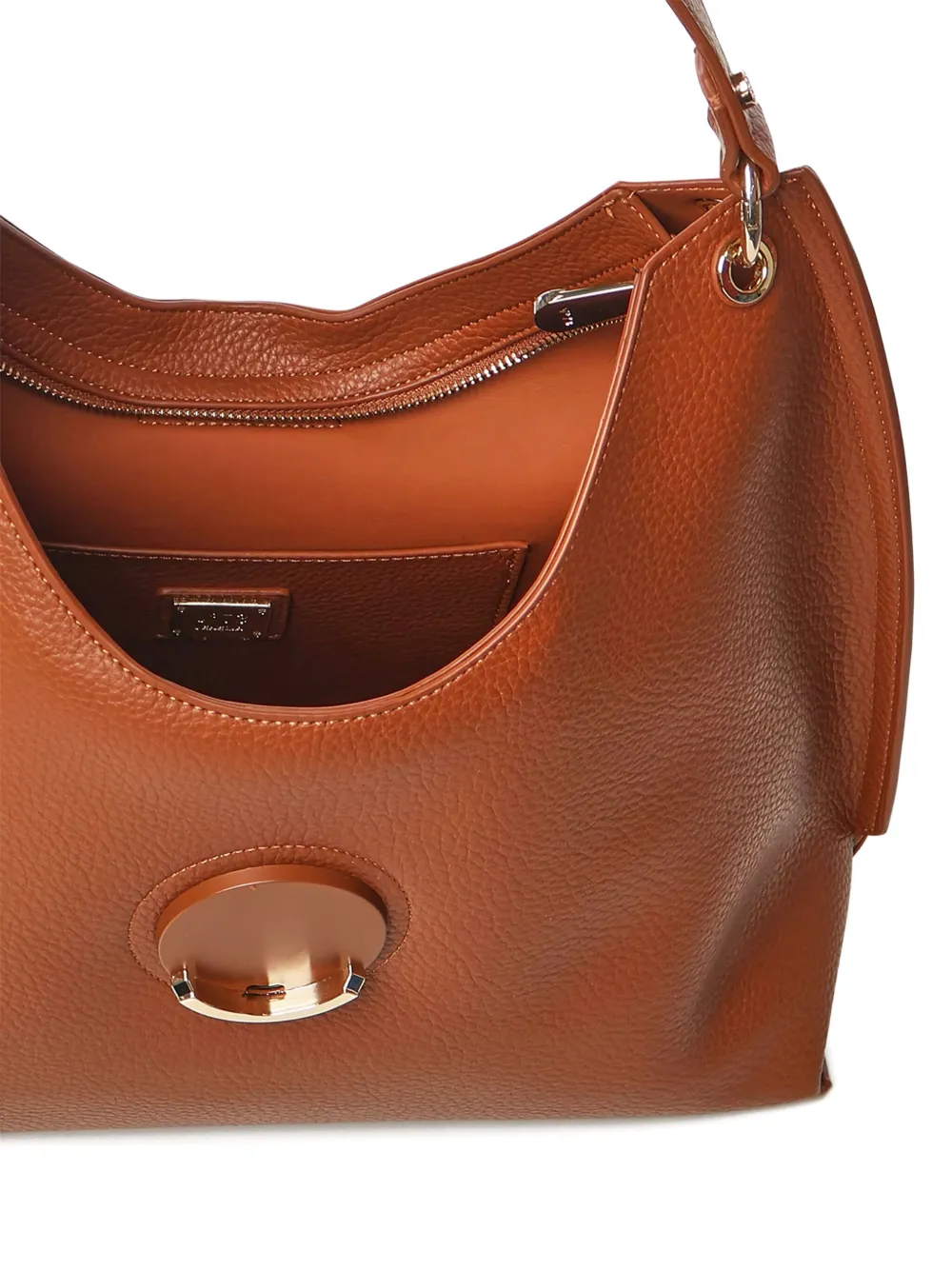 V73 Federica V Logo-plaque Shoulder Bag In Brown