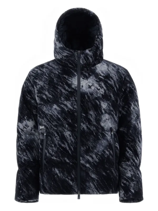 Herno Hooded Patterned Jacket in Grey