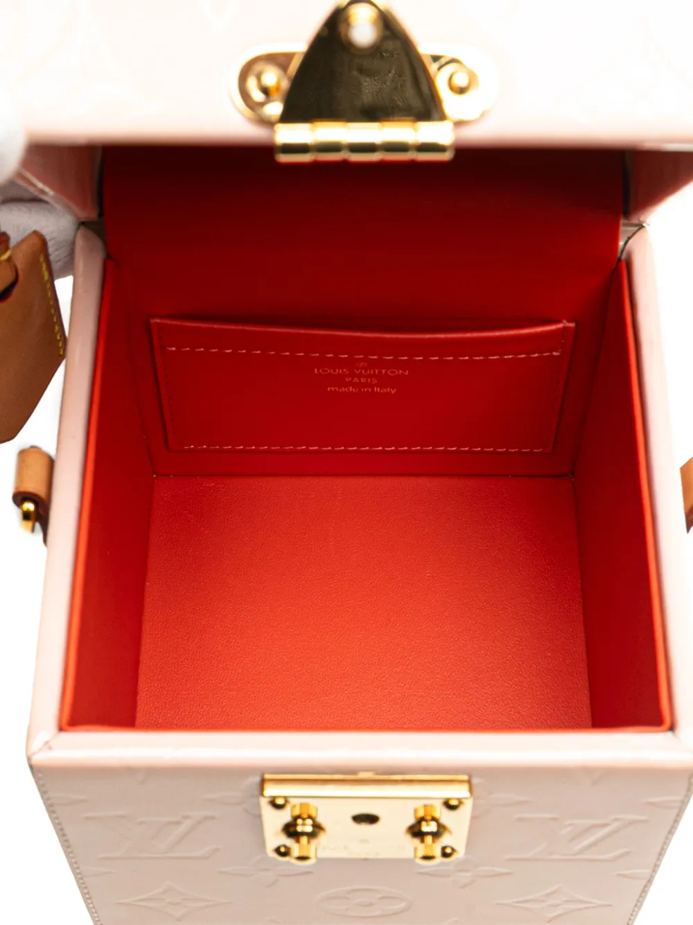 Pre-owned Louis Vuitton 2019 Monogram Vernis Bleecker Box Vanity Bag In Pink