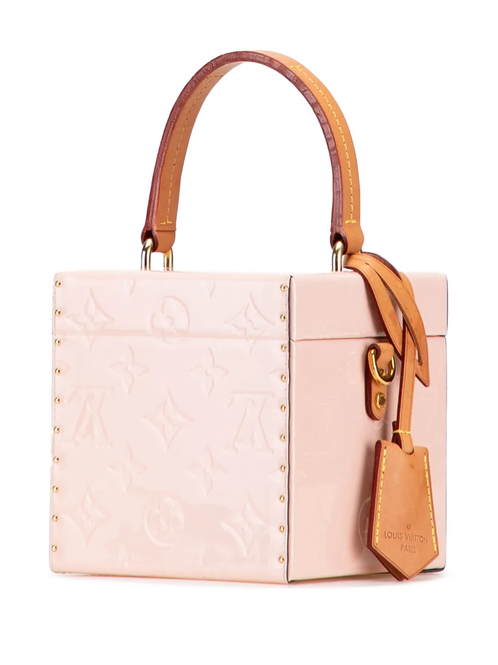 Pre-owned Louis Vuitton 2019 Monogram Vernis Bleecker Box Vanity Bag In Pink