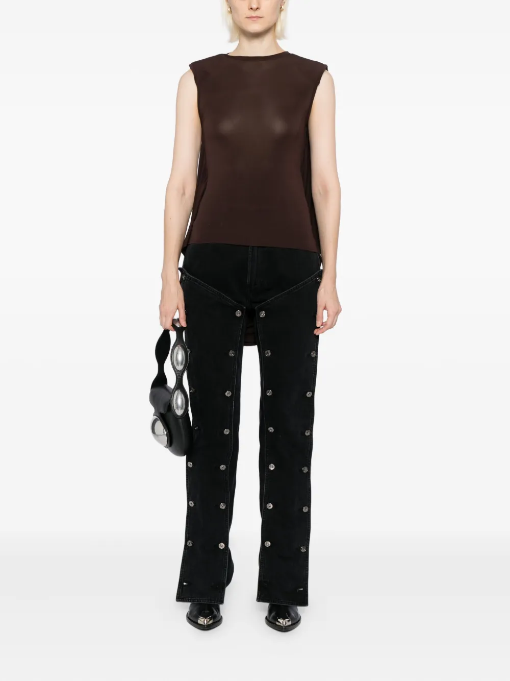 Jean Paul Gaultier Blouse met asymmetrische afwerking - Bruin
