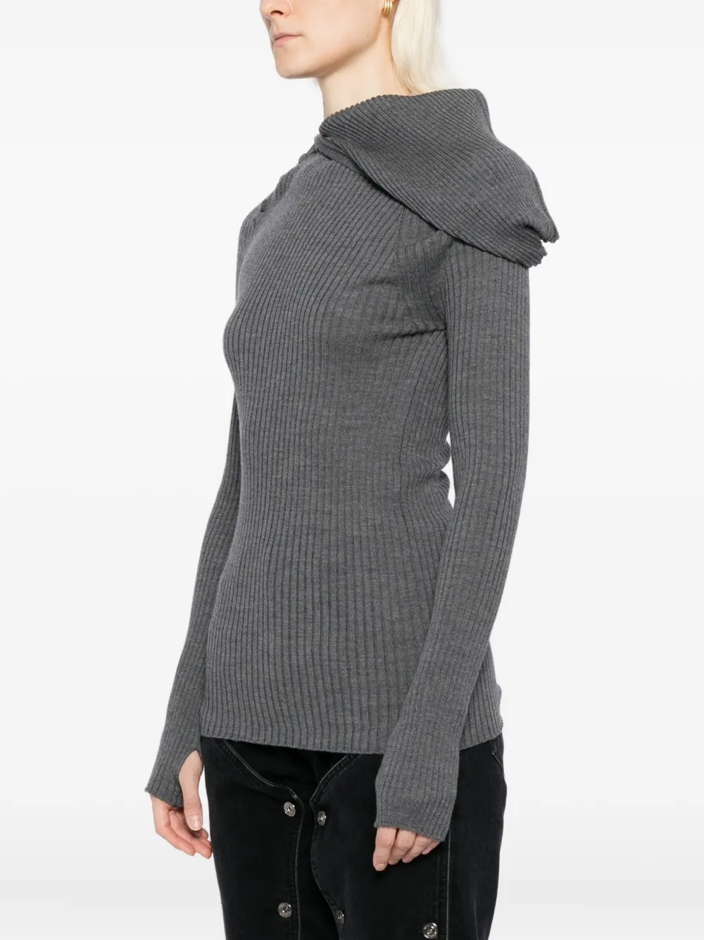 Jean Paul Gaultier Halterneck Knit Top In Gray
