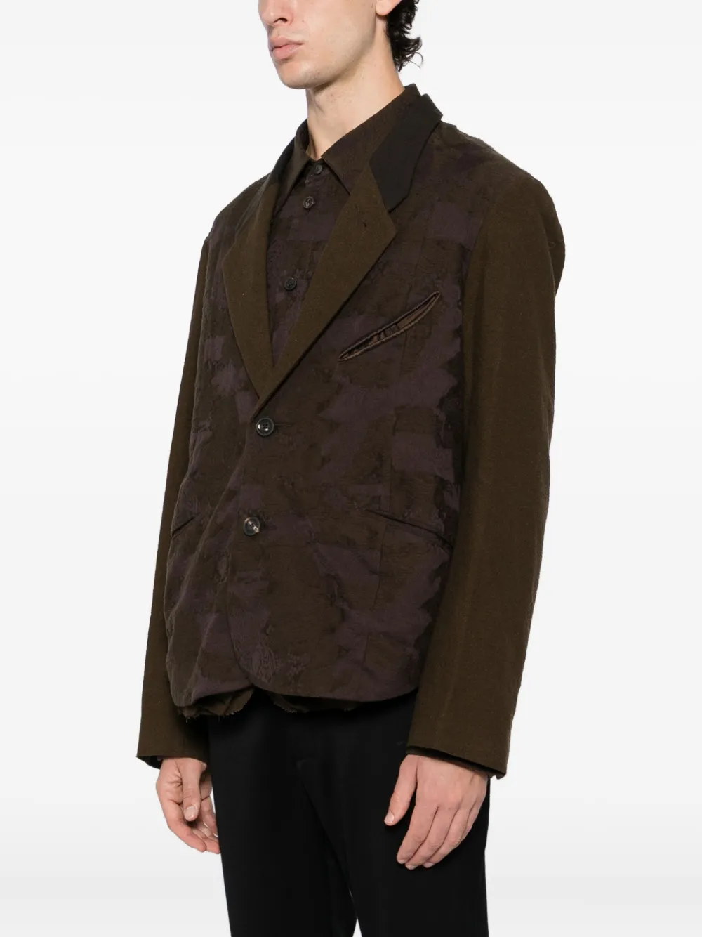 Ziggy Chen Cotton Blazer In Brown