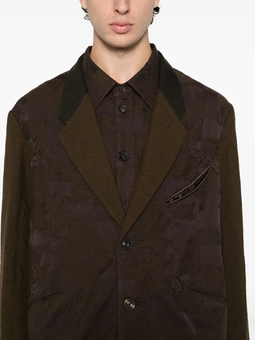 Ziggy Chen Cotton Blazer In Brown