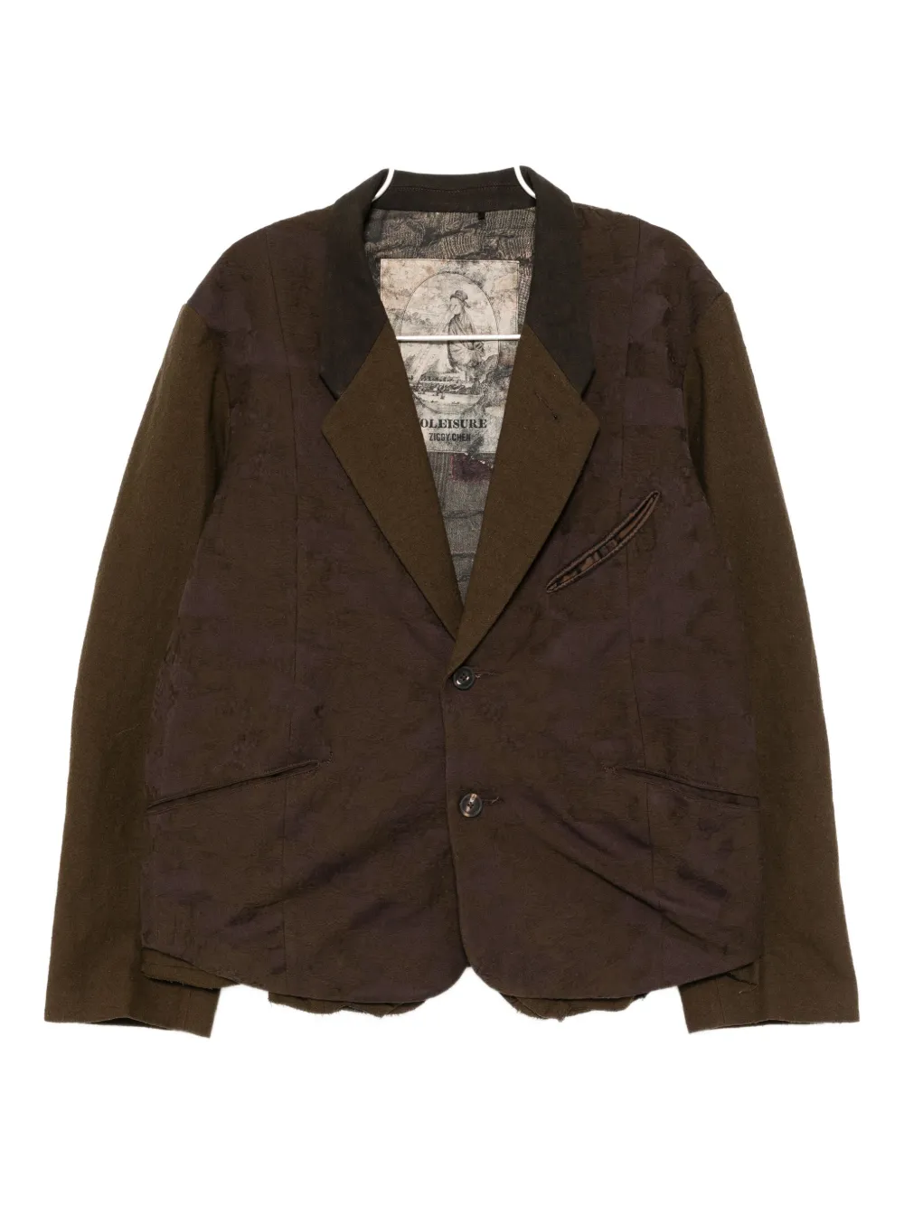 Ziggy Chen Cotton Blazer In Brown