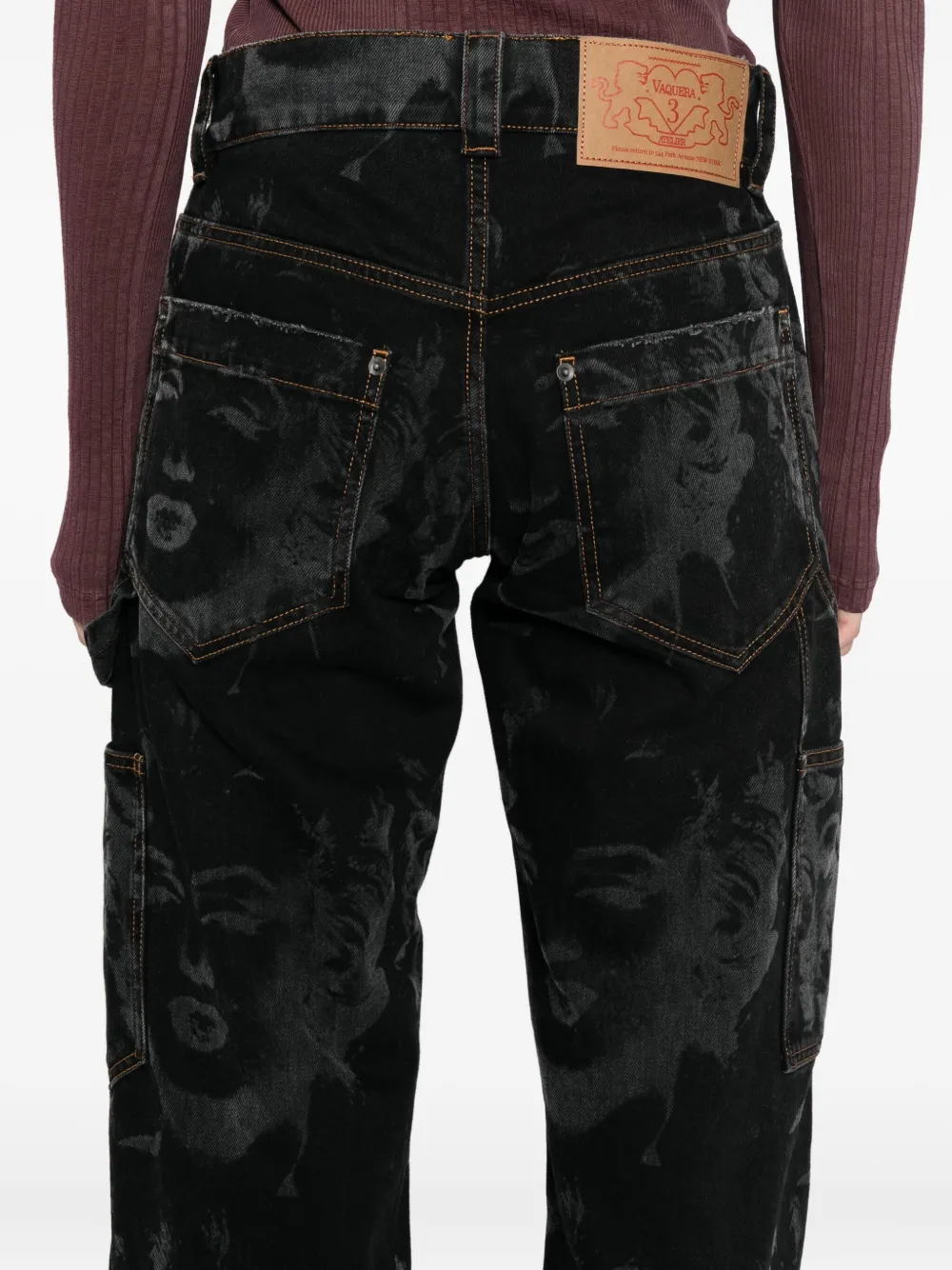 Vaquera All-over Graphic Print Jeans In Black