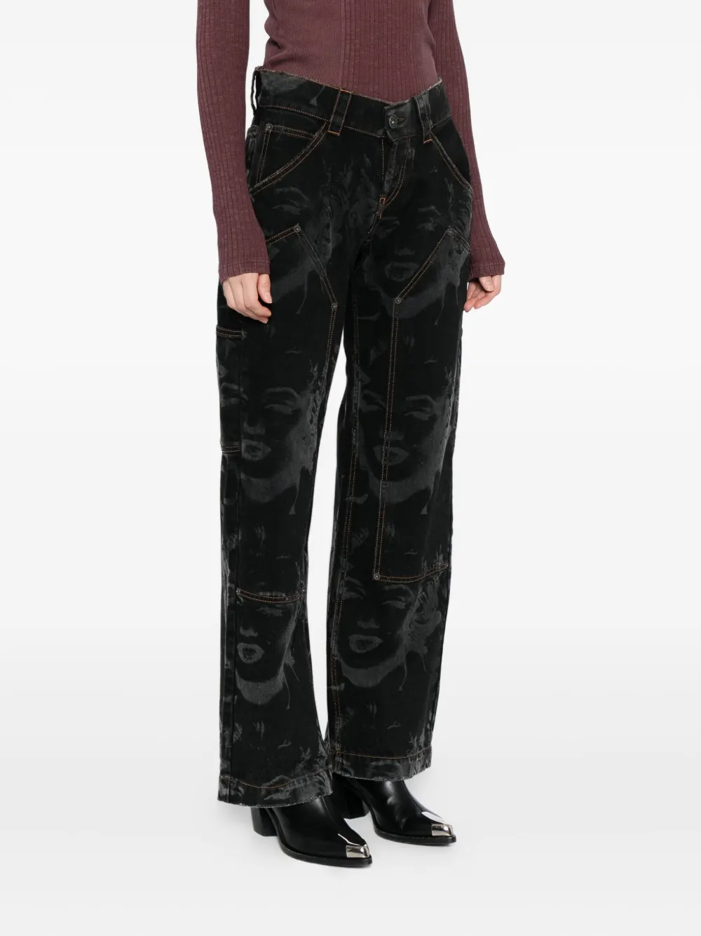 Vaquera All-over Graphic Print Jeans In Black