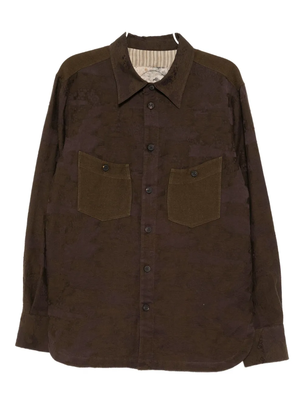 Ziggy Chen Cotton Shirt In Brown