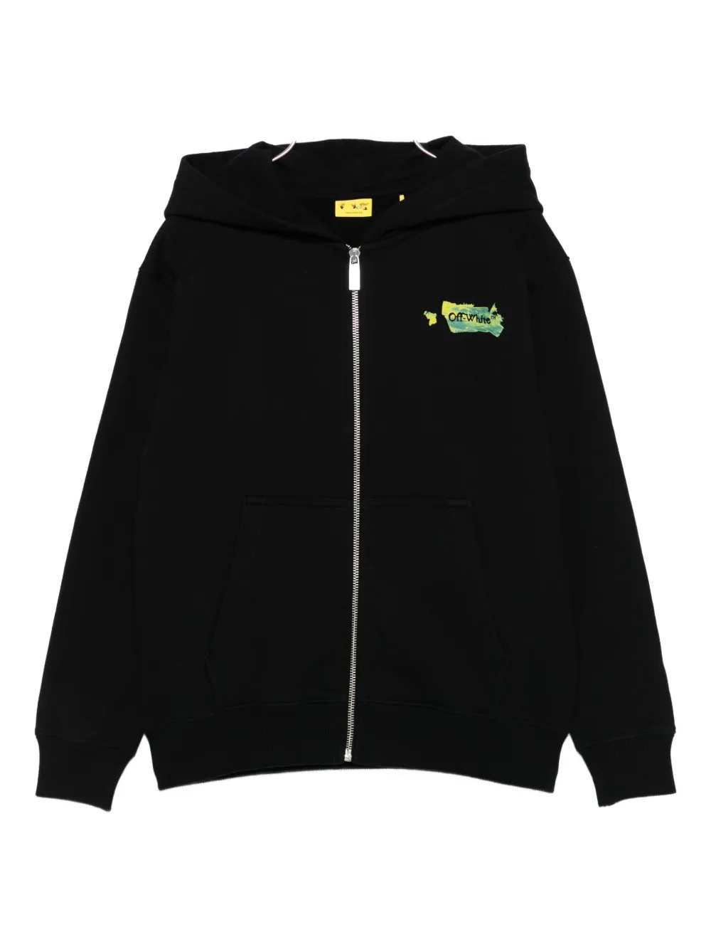 Off-white Kids' Zip-up Graphic Hoodie In Black