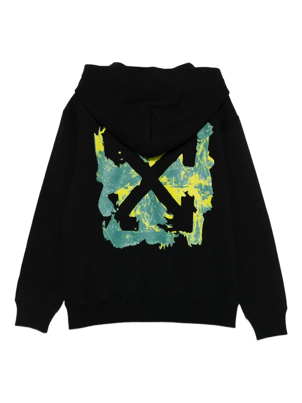 Off-white Zip-up Graphic Hoodie In Black