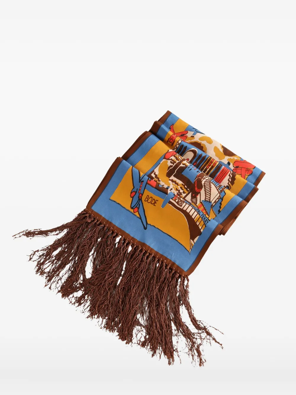 Bode City-scene Fringed-edges Scarf In Multi