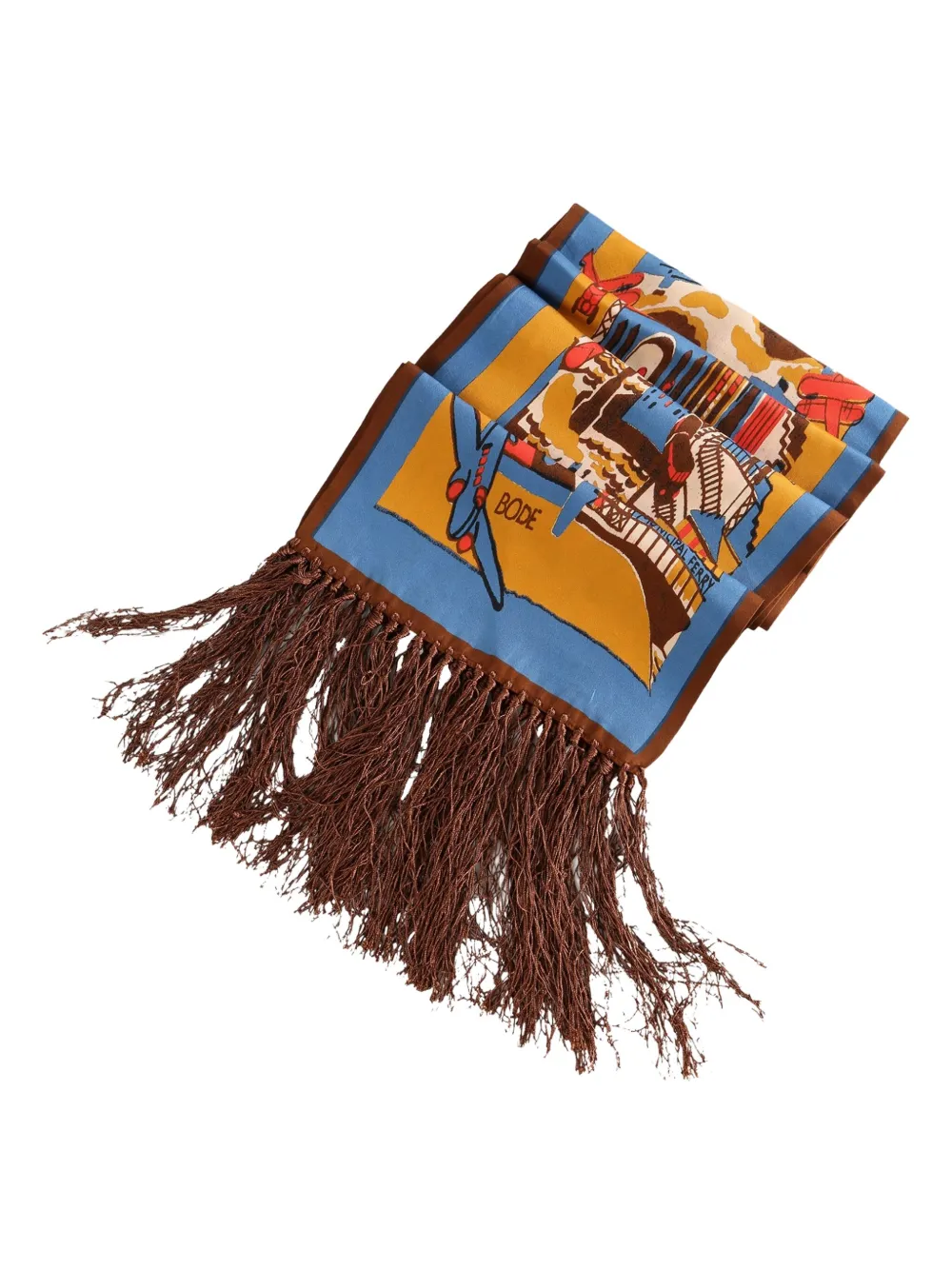 BODE city-scene fringed-edges scarf Bruin
